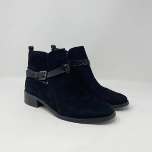 Donald Pliner Zita Ankle Boots Womens 8.5 Black Suede Leather Winter Dressy Work
